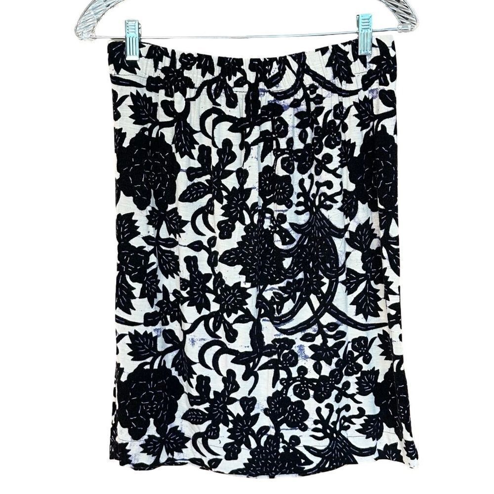 Loft Floral Pattern Cotton Pull On Pencil Skirt Elastic Waist Multi Color Small